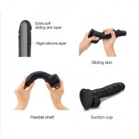 Strap-On-Me Realistic Sliding Skin Dual-Density Dildo Black L