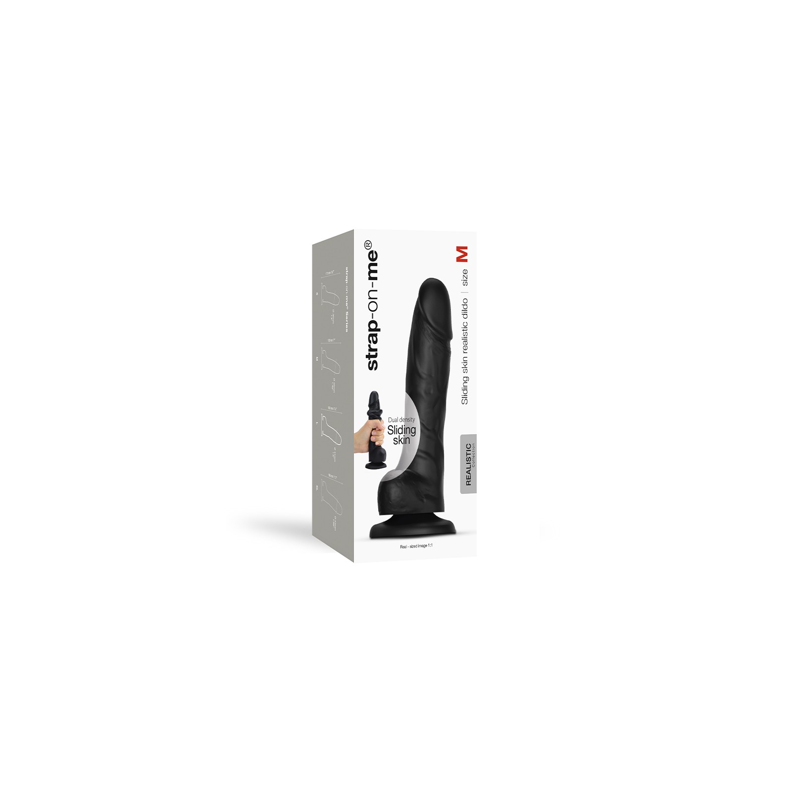 Dildo Deslizante de Silicona de Densidad Dual Strap-On-Me Negro M