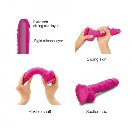 Dildo Fucsia de Piel Deslizante Strap-On-Me Talla Grande