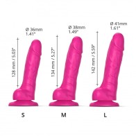 Dildo Realista Deslizante Strap-On-Me Fucsia M