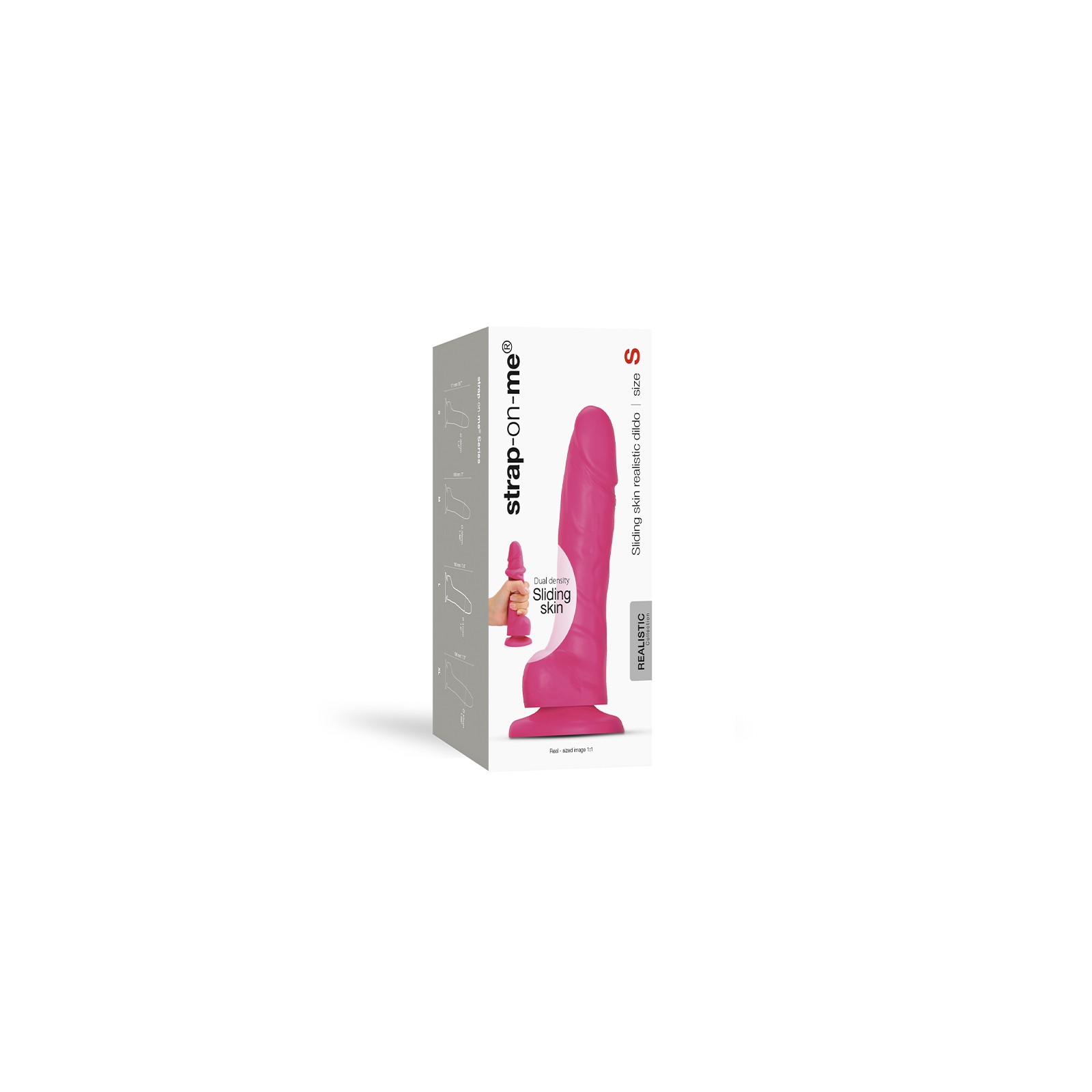 Strap-On-Me Fuchsia Sliding Skin Dual-Density Dildo Size S