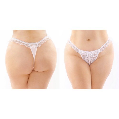 Tanga de Perla Crotchless de Encaje Rizado Fantasy Lingerie Flora - Talla Reina