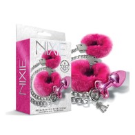 Set de Plug Anal Rosa y Esposas Peludas Nixie