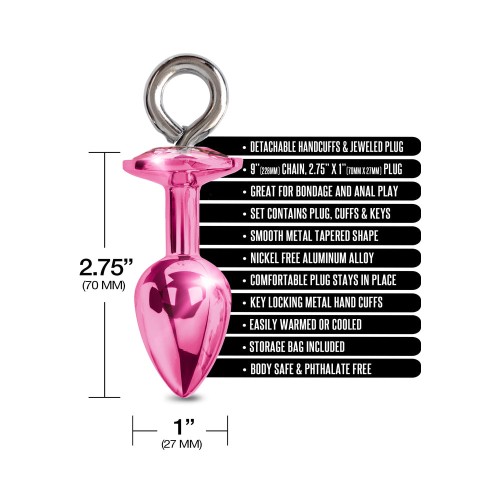 Nixie Pink Metal Butt Plug and Furry Cuffs Set