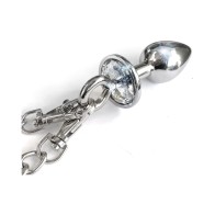 Nixie Metal Butt Plug & Handcuffs Set Silver