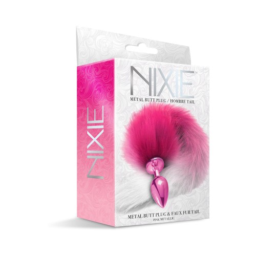 Nixie Metal Butt Plug with Ombre Tail Pink