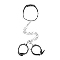 Ouch! Black & White Leather Collar Set