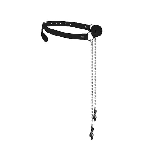 Ouch! Black & White Ball Gag and Nipple Clamps