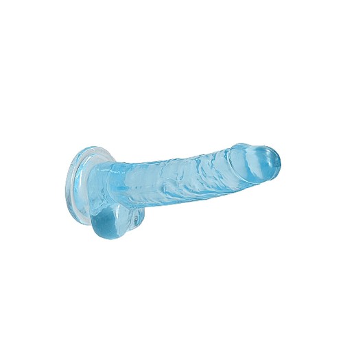 RealRock Crystal Clear 7 in Dildo With Balls and Suction Cup Blue