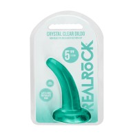 Dildo Curvado de 5 in. Cristal Claro No Realista con Ventosa