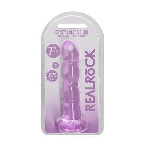 RealRock Crystal Clear 7 in. Twisted Dildo Purple