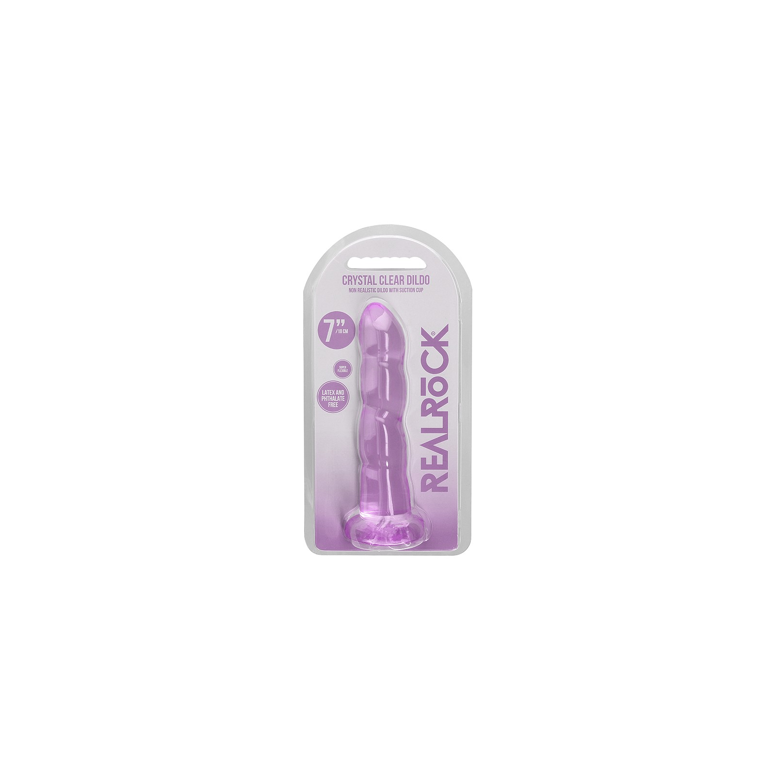 RealRock Crystal Clear 7 in. Twisted Dildo Purple