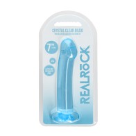 RealRock Crystal Clear 7 in. Dildo With Suction Cup Blue