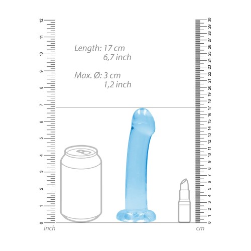 Dildo Transparente de 7 in. con Ventosa Azul RealRock