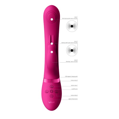 VIVE MAY Pink Rechargeable Pulse-Wave Rabbit Vibrator