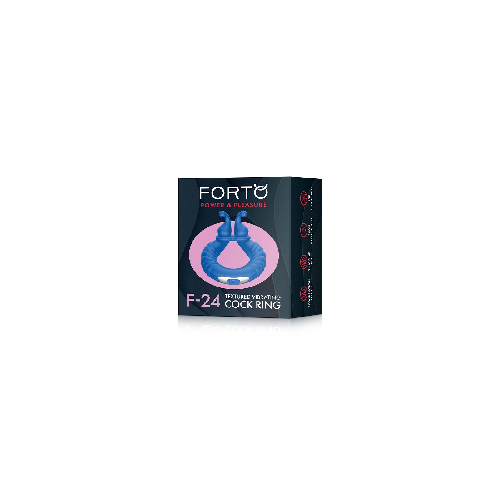 Forto F-24 Rechargeable Silicone Textured Vibrating Cockring Blue