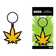 Gold Glitter Weed Keychain - Fun Cannabis Accessory