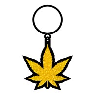 Gold Glitter Weed Keychain - Fun Cannabis Accessory