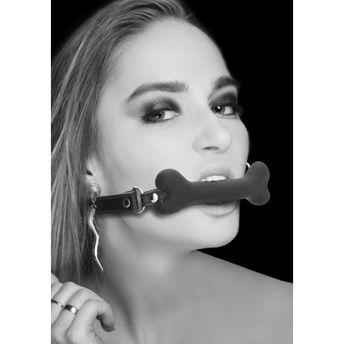 Ouch! Black & White Bone Silicone Gag with Adjustable Straps