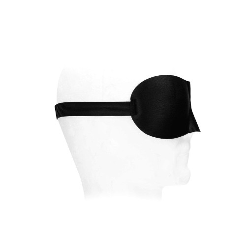 Ouch! Black & White Satin Curvy Eye Mask With Elastic Straps Blindfold Black