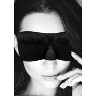 Ouch! Black & White Satin Curvy Eye Mask With Elastic Straps Blindfold Black