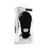 Ouch Black & White Submission Mask Open Mouth