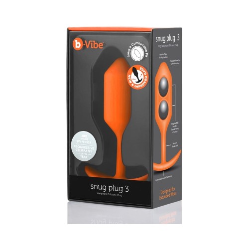 b-Vibe Snug Plug 3 Weighted Silicone Anal Plug - Orange