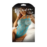 Fantasy Lingerie Vixen Bind Us Together Lace Teddy Blue L/XL