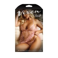 Vixen On Your Mind Babydoll & G-String Light Pink