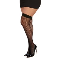 Dreamgirl Diamond-Net Thigh-Highs with Bowtie Accent