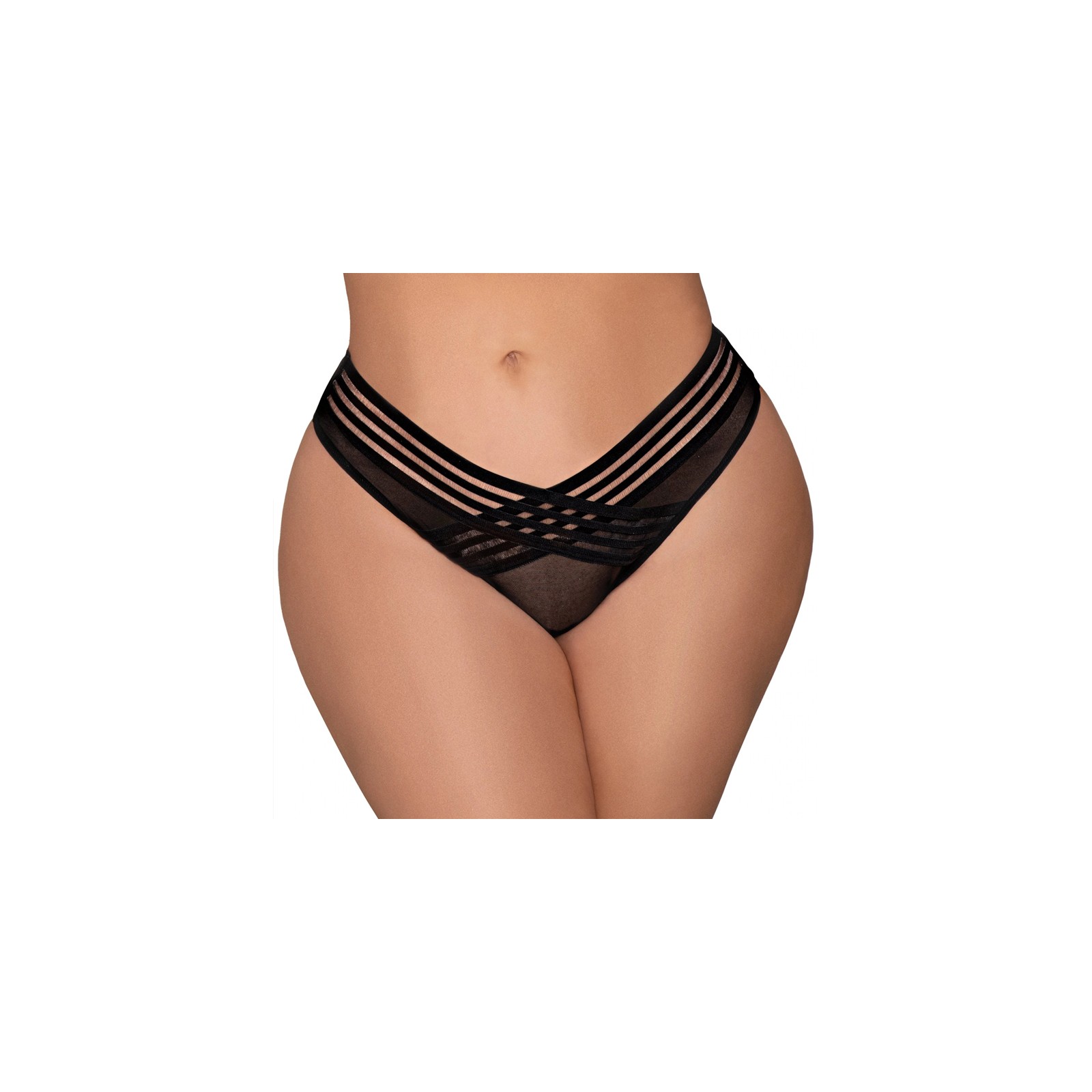 Dreamgirl Mesh Thong with Shadow Stripe - 3X Size