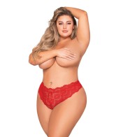 Dreamgirl Lace Tanga Open-Crotch Panty Red 2X - Seductive Elegance