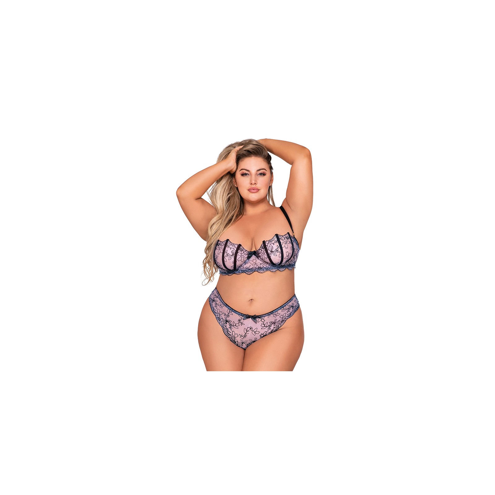 Dreamgirl Shell Bra and G-String Set Lavender 3X