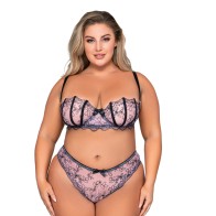 Dreamgirl Shell Bra and G-String Set Lavender 3X