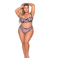 Dreamgirl Shell Bra and G-String Set Lavender 3X