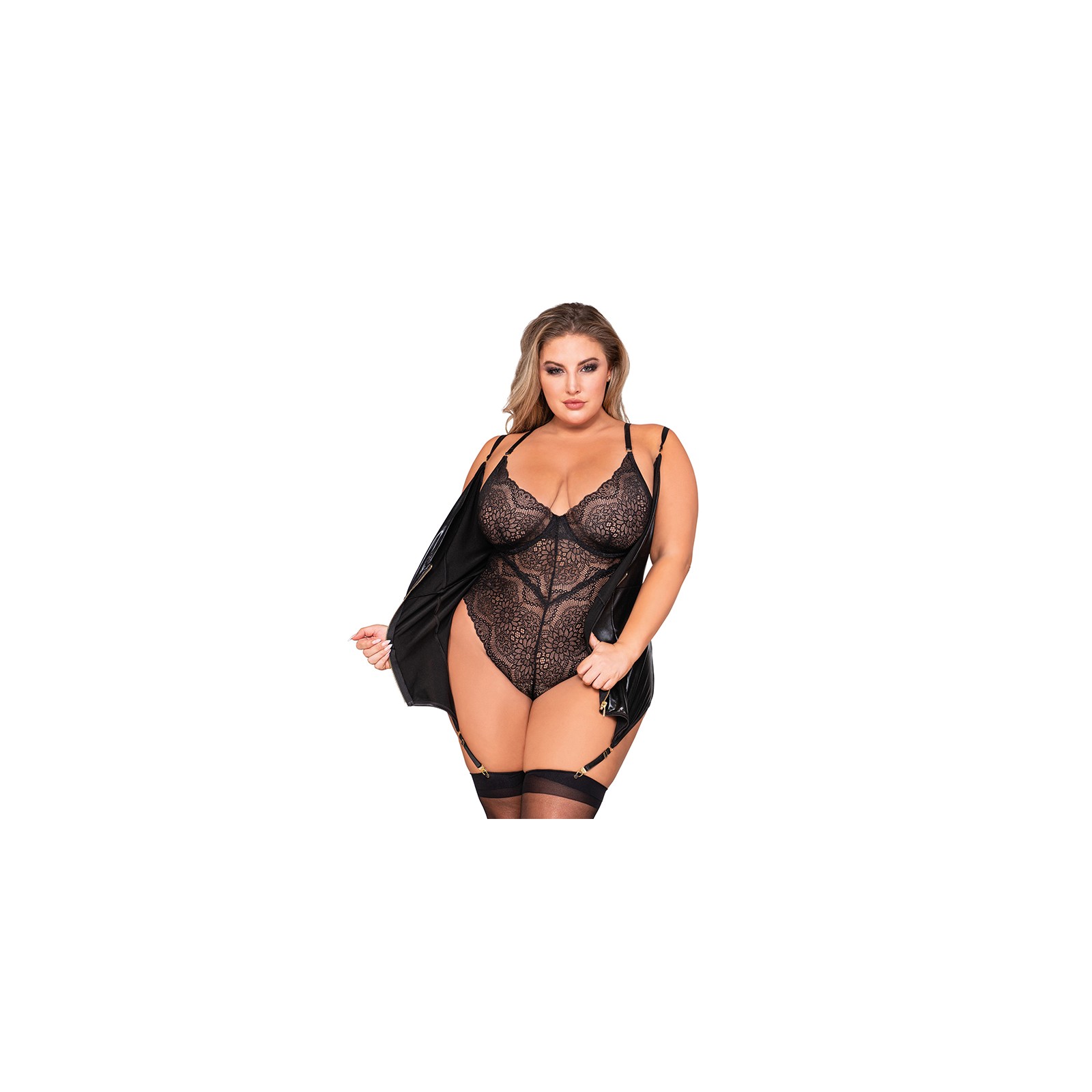 Dreamgirl Double-Layer Teddy with Garters for Seductive Nights