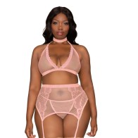 Dreamgirl Pink Bra Garterbelt G-String Set