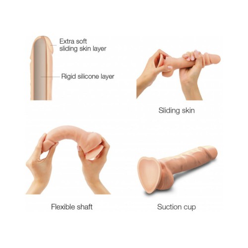 Sliding Skin Dual-Density Silicone Dildo - Vanilla