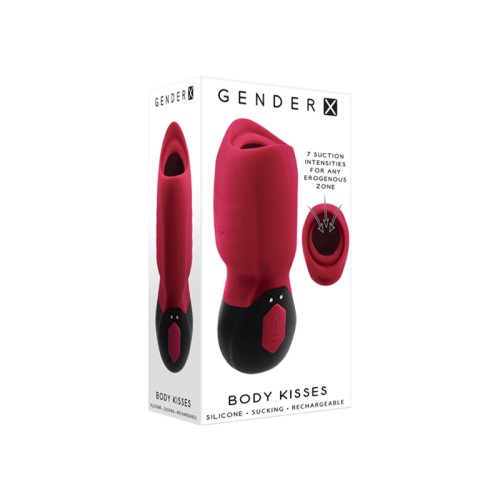 Gender X Body Kisses Masajeador Vibrante de Silicona Recargable - Rojo