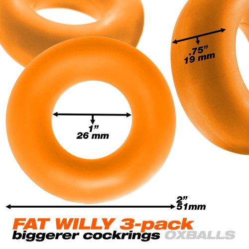 Oxballs Fat Willy Pack de 3 Anillos para el Pene Jumbo Naranja