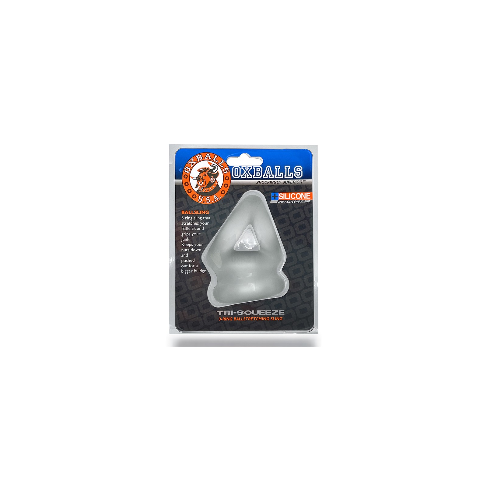 Oxballs Tri-Squeeze Cocksling and Ballstretcher Clear