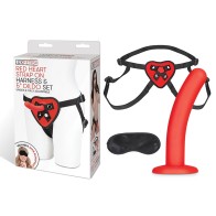 Lux Fetish Red Heart Strap-On Harness and Dildo