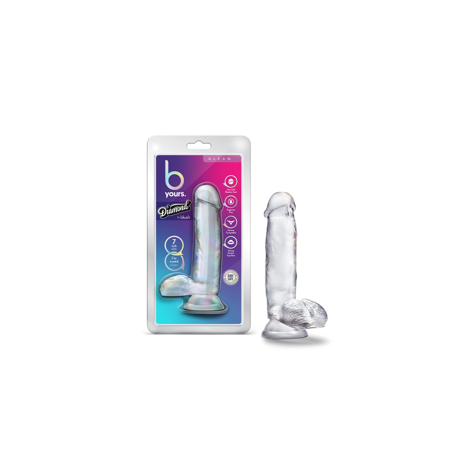 Dildo Claro de 7 Pulgadas B Yours Diamond Gleam con Bolas