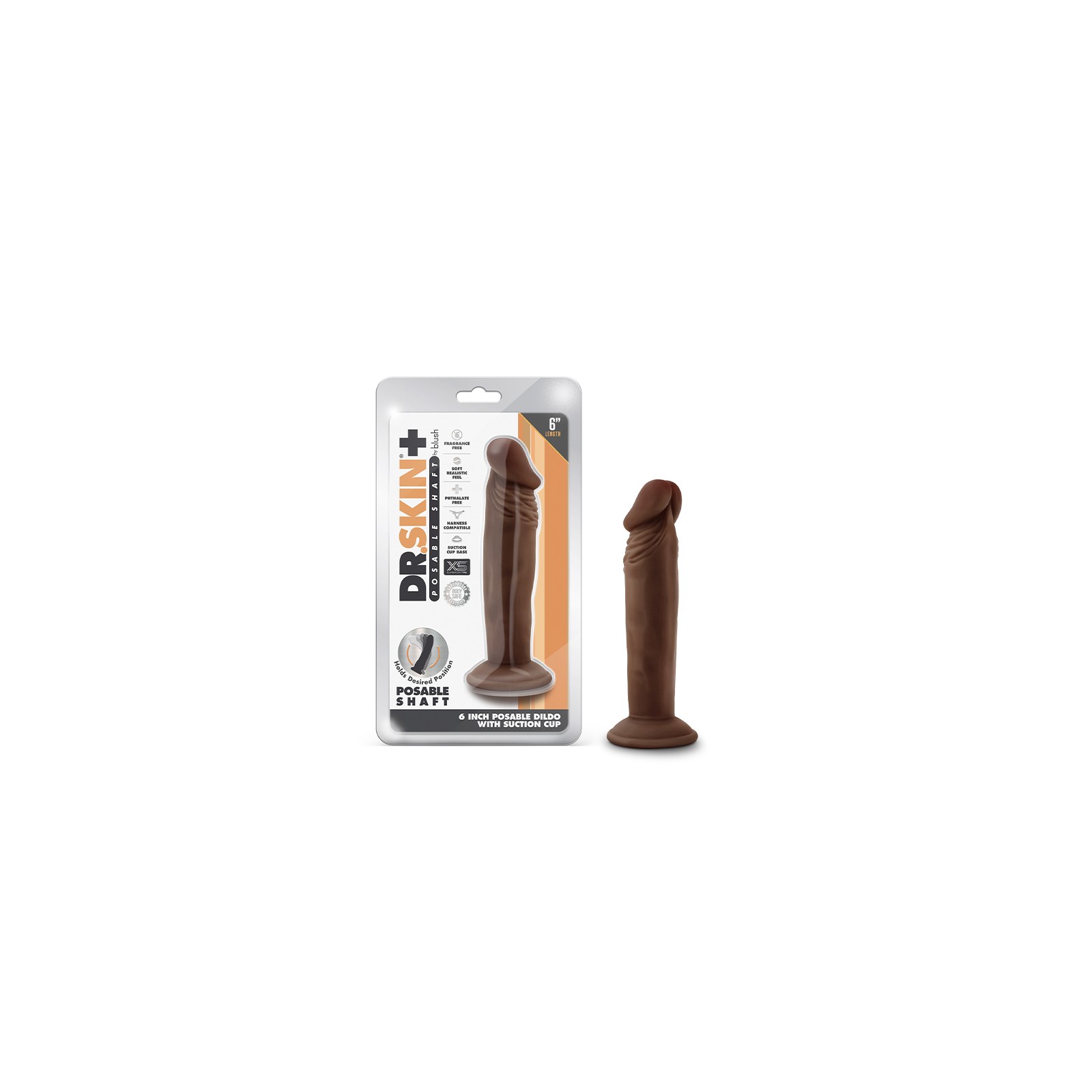 Dildo Realista 6 in. Dr. Skin Plus Marrón