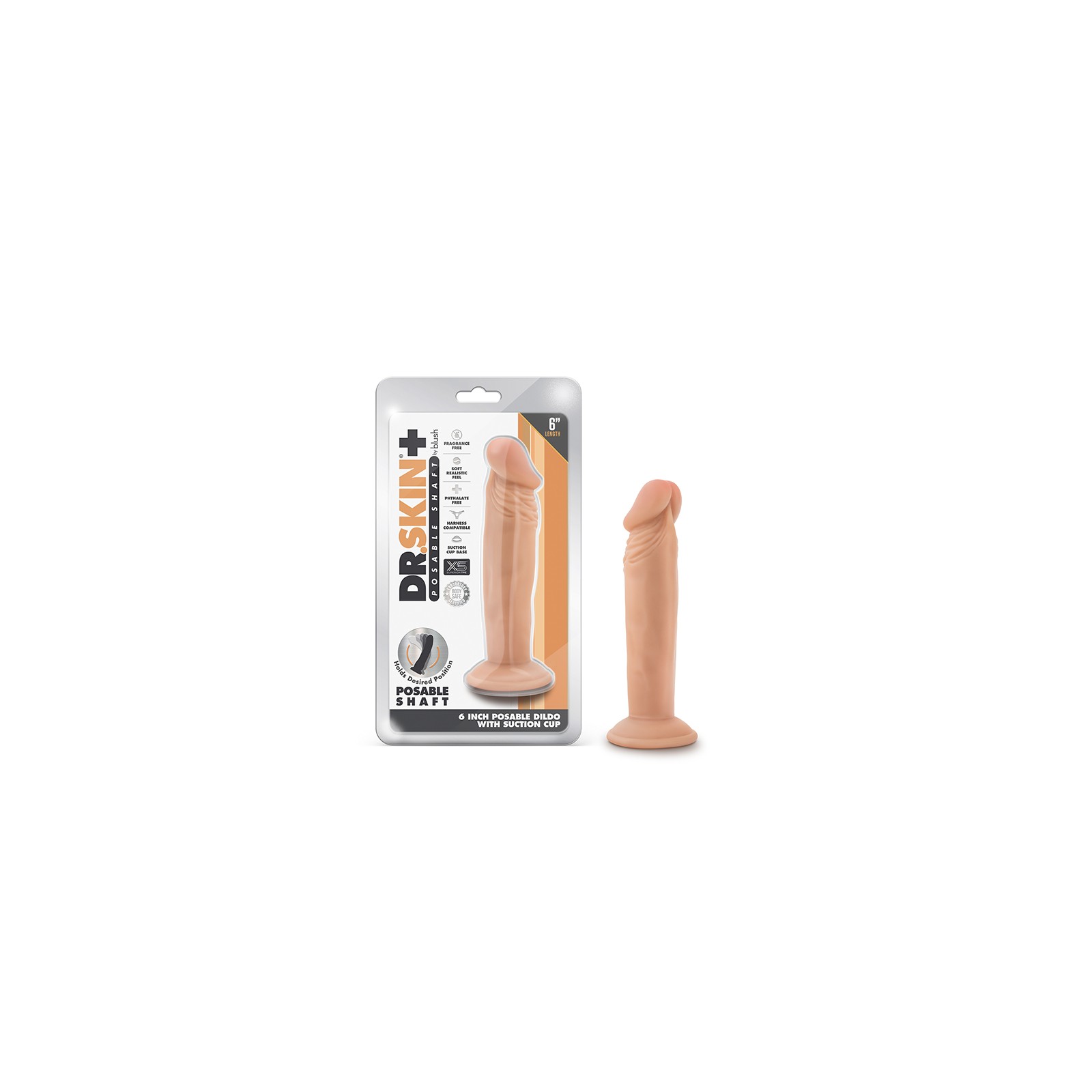 Dr. Skin Plus 6in Posable Dildo Beige for Enhanced Pleasure