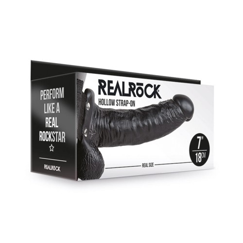 Strap-On Realístico RealRock 7 in. Hueco Negro