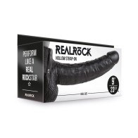 RealRock 9in Hollow Strap-On with Balls for Pleasure