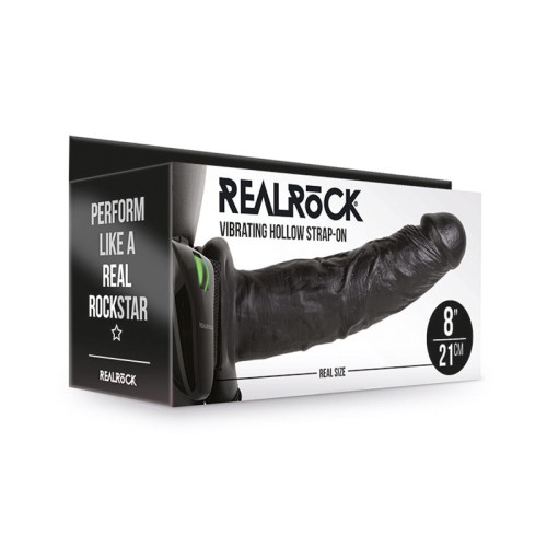 RealRock Vibrating Hollow Strap-On 8 in Black