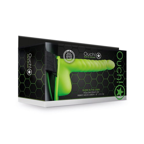 Ouch! Ribbed Glow-in-the-Dark Hollow Strap-On