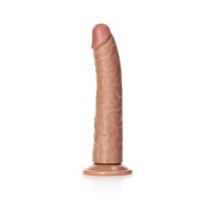 RealRock Realistic 8 Inch Slim Dildo with Suction Cup Tan